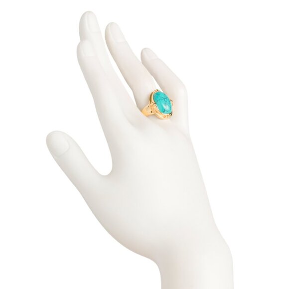 SHAANTI JEWELS  India 18kt Gold Plated Sterling Silver Turquoise Ring - Picture 2 of 2